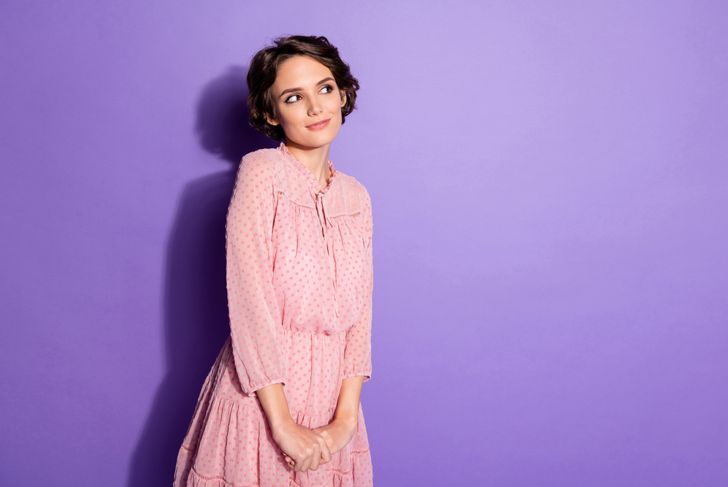 woman with pink dress